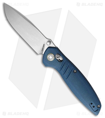 Vosteed Corsair Crossbar Lock Knife Blue Micarta (3.25" Stonewash) VOSCSNWML