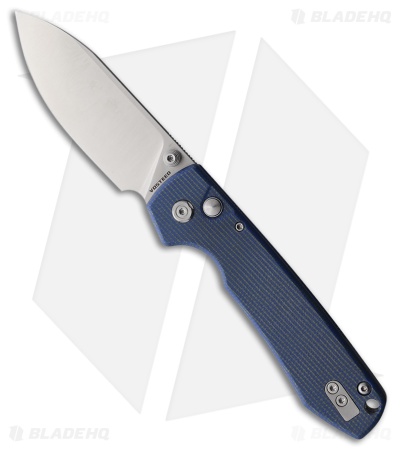 Vosteed Raccoon Button Lock Knife Blue Canvas Micarta (3.25" Satin)