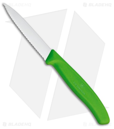 Victorinox Swiss Classic Paring Knife Green Polypropylene (3" Satin Full Serr)
