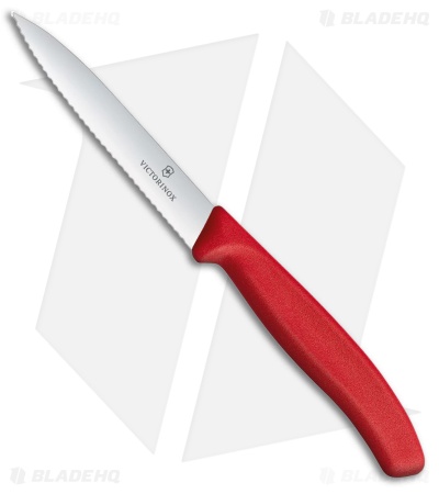 Victorinox Swiss Classic Paring Knife Red Polypropylene (4" Satin Full Serr)