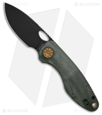 Vosteed Acorn Liner Lock Knife Green Micarta (2.9" Black Stonewash)