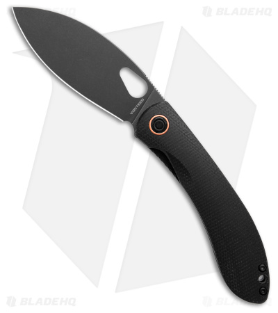 Vosteed Nightshade Liner Lock Thumb Hole Knife Black Micarta (3.3" Black SW)