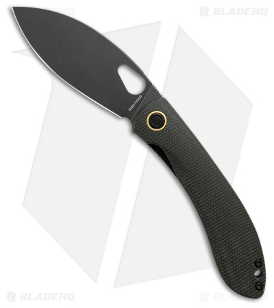 Vosteed Nightshade Liner Lock Thumb Hole Knife Green Micarta (3.3" Black SW)