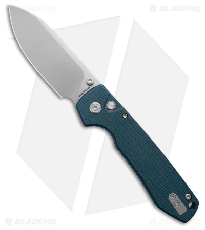 Vosteed Raccoon Button Lock Knife Blue Micarta (3.4" Satin)