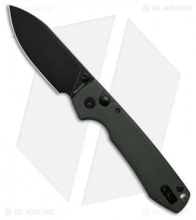 Vosteed Raccoon Drop Point Button Lock Knife Green Micarta (3.4" Black 14C28N)