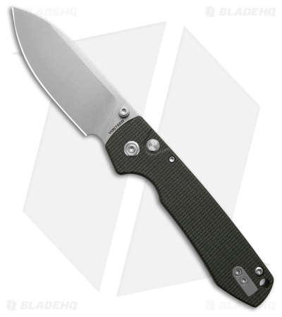 Vosteed Raccoon Button Lock Knife Green Micarta (3.4" Stonewash)