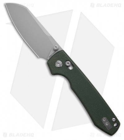 Vosteed Raccoon Crossbar Lock Green Micarta (3.2" Satin 14C28N)