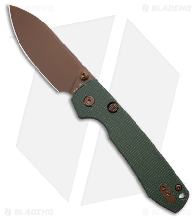 Vosteed Raccoon Top Liner Lock Knife Green Micarta (3.25" Copper Dune)