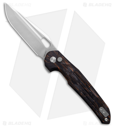Vosteed Thunderbird Button Lock Knife Black & Orange G-10 ( 3.5" Satin) TB3SG5