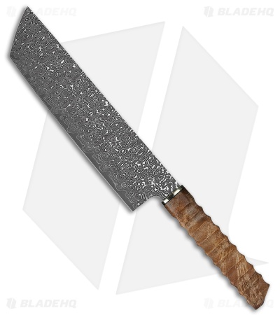 Xin Cutlery XinCraft 8" Damascus Nakiri Kitchen Knife Sculpted Maple