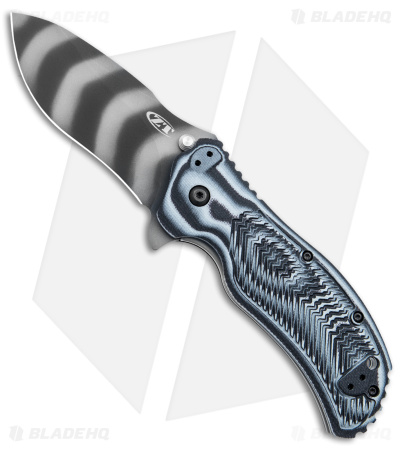 Zero Tolerance 0350 Assisted Open Knife Blue/Black G-10 (3.25" Tiger Stripe)