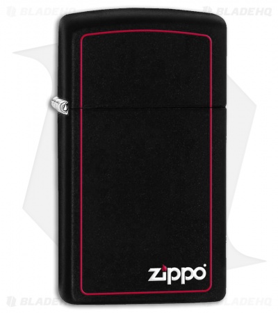Zippo Lighter Slim Black Border (Black Matte) 1618ZB