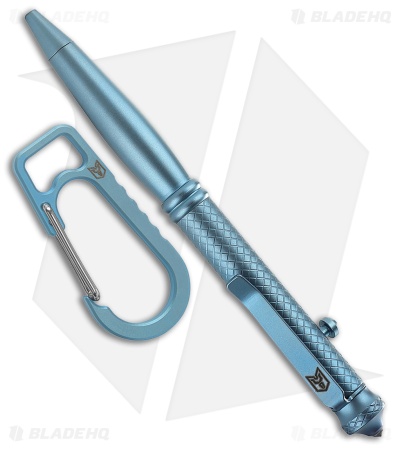 Bestechman Scribe Titanium Pen w/ Glass Breaker Blue + Carabiner Gray BM17B