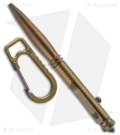 Bestechman Scribe Titanium Pen w/ Glass Breaker Bronze + Carabiner Gray BM17C