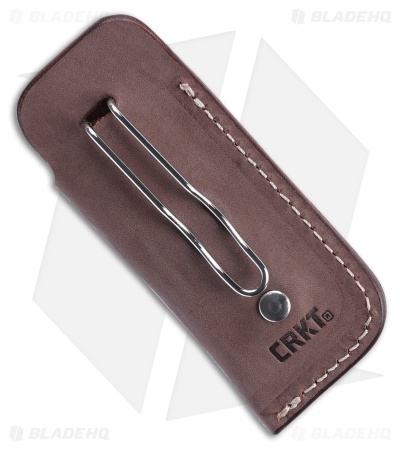 CRKT Folding Knife Leather Pocket Sheath /w Pocket Clip - Brown