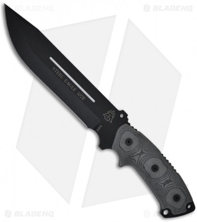 TOPS Knives Steel Eagle Large 107E Fixed Blade Knife (7" Black Plain)