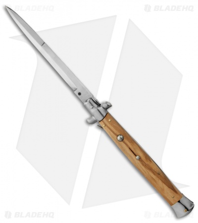 Frank B.  Italian Stiletto Lockback Automatic Knife Olive Wood (5