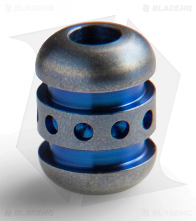 TiSurvival Titanium Large Droid Bead -  Stonewash/Blue Grooves
