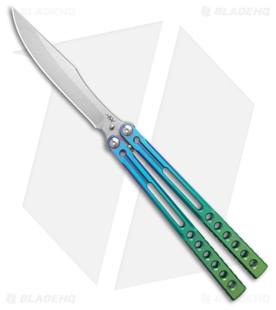 Heibel Knives Invictus Balisong Knife Channel Fade Titanium (4.6"  SW)