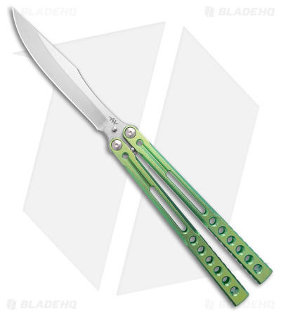 Heibel Knives Invictus Balisong Knife Channel Green Titanium (4.6