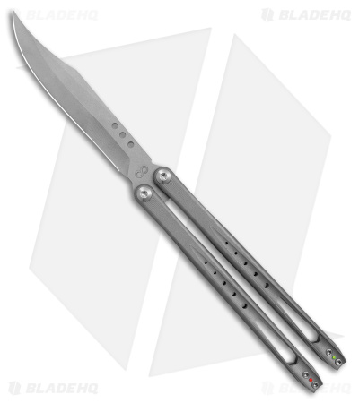 Prince Customs SYN Bowie Balisong Butterfly Knife  Gray Ti (4.5