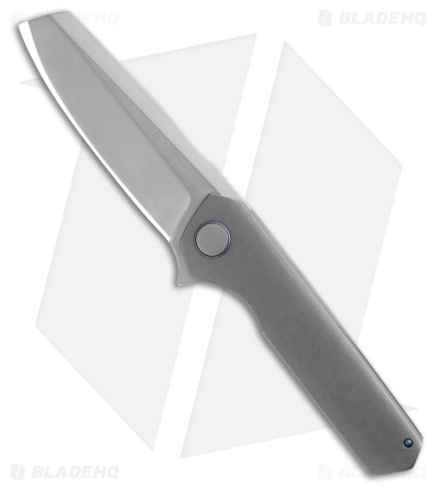 TuffKnives Geoff Blauvelt Custom Slimfoot Mini  Knife - Gray Titanium w/ Blue