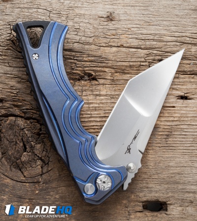 Brian Tighe Custom Tighe Fighter Tanto Knife Blue Titanium (3.875