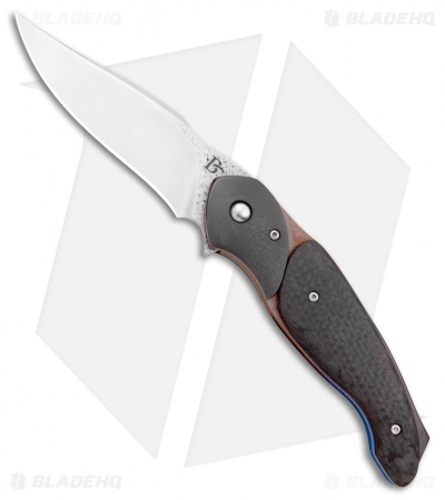 David Broadwell Custom Tactical Flipper Knife Carbon Fiber/Zirc (Hand Satin)