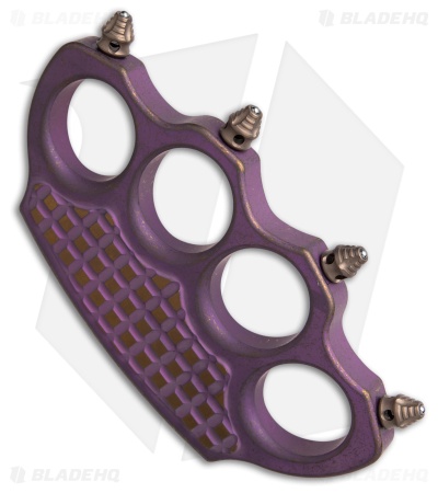 Microtech Marfione Hand Tank Spiked Knuckle Paperweight (Antique Purple Ti)