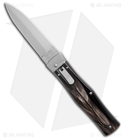 Mikov 241 Predator Leverlock Automatic Knife Horn w/Pocket Clip (3.75" Polish)