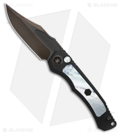 Heretic Knives Wraith Auto Knife Mother of Pearl Inlays (3.6" High Sheen DLC)