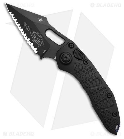 Microtech Stitch S/E Automatic Knife Black Aluminum (3.75" Black Full Serr)