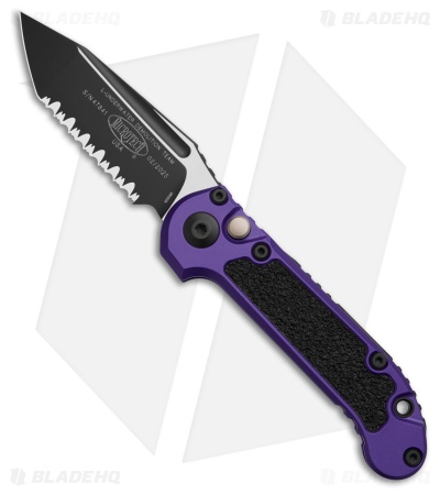 Microtech LUDT Gen III T/E Automatic Knife Purple Al (3.5" Black Full Serr)