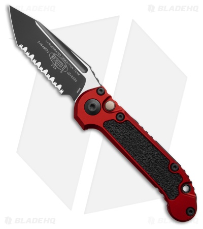 Microtech LUDT Gen III T/E Automatic Knife Red Aluminum (3.5" Black Full Serr)