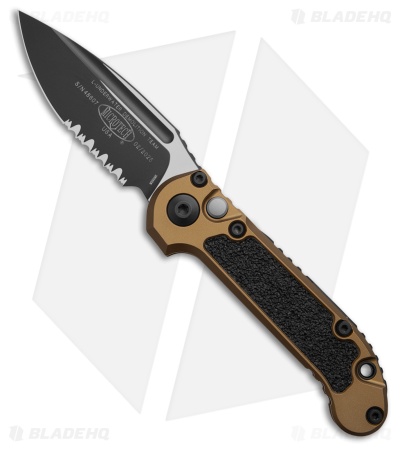Microtech LUDT Gen III S/E Automatic Knife Tan Aluminum (3.5" Black Serr)