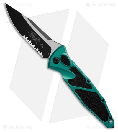Microtech Socom Elite S/E Automatic Knife Turquoise Aluminum (4" Two-Tone Serr)