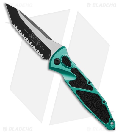 Microtech Socom Elite T/E Automatic Knife Turquoise (4" Black Full Serr)