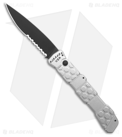 Piranha 21 Tactical Automatic Knife Silver (3.375" Serr) P-21STS