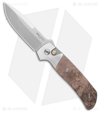 Pro-Tech Terzuola ATCF Custom Automatic Knife Maple Burl Inlay (3.5" Stonewash)