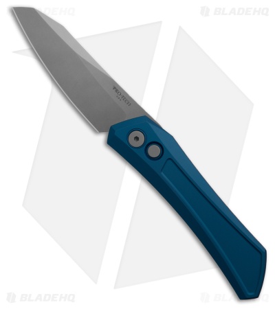 Pro-Tech Oligarch MagnaCut Sheepsfoot Automatic Knife Blue Al (3.25" Stonewash)