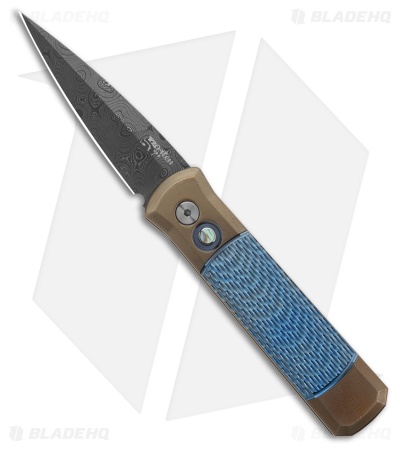 Pro-Tech Godson Custom Automatic Knife Blue Jigged Titanium (3.15