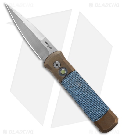 Pro-Tech Godson Custom Automatic Knife Blue Jigged Titanium (3.15