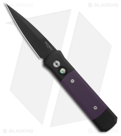 Pro-Tech Godson Automatic Knife Black Aluminum/Purple G-10 Inlay (3.2