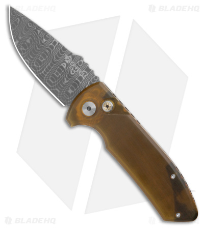 Pro-Tech Les George SBR Automatic Knife Amber Ultem (2.6" Damascus)
