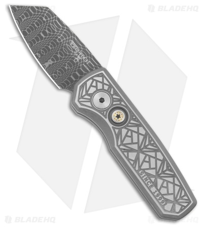 Pro-Tech Runt CA Legal Automatic Knife Gray Textured Steel (2" Damascus)