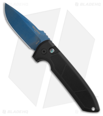 Pro-Tech Les George Rockeye Automatic Knurled Black (3.4" Sapphire Blue S35VN)