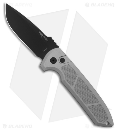 Pro-Tech Rockeye Drop Point Automatic Knife Gray Textured Aluminum (3.4" DLC)