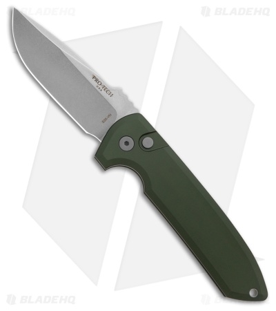 ProTech Les George Rockeye Automatic Knife Green Aluminum (3.4" Stonewash)
