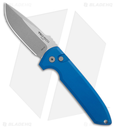 Protech Les George Rockeye Automatic Knife Blue Aluminum (3.5" Stonewash) LG301