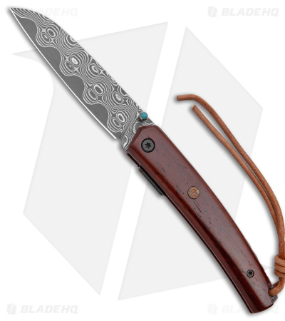 Petrified Fish Patte Liner Lock Knife Sandalwood (3.3" Damascus) PF719DM